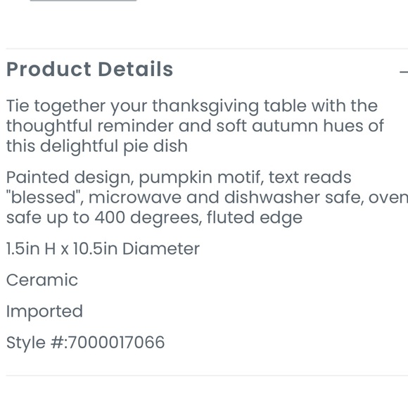 Rae Dunn Blessed Pumpkin 10.5 in. Ceramic Pie Dish Fall Decor New - Picture 3 of 3